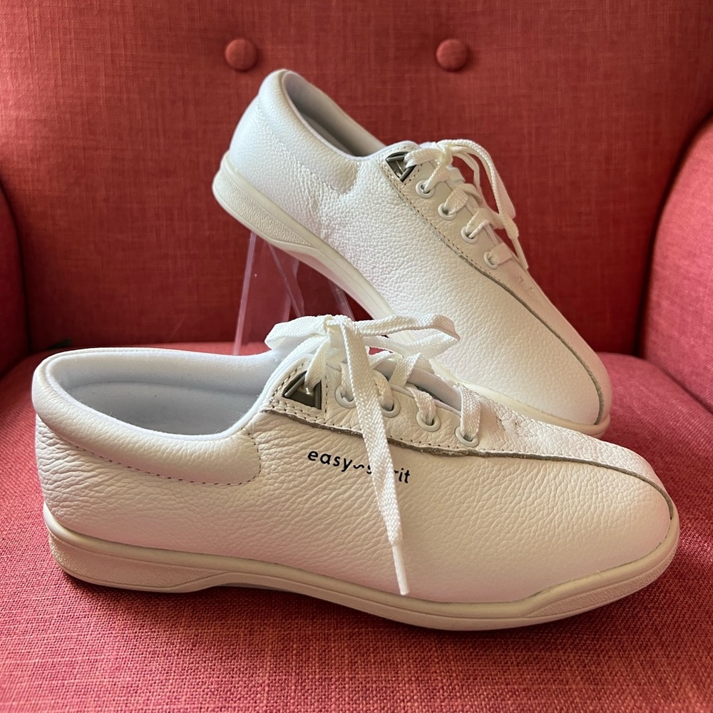 EASY SPIRIT ESAPI WHITE LEATHER SNEAKERS PADDED COMFY‎ INSOLES